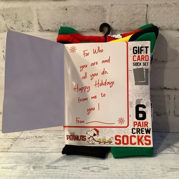 Peanuts 6PK Men’s Snoopy Christmas Crew Socks. - Picture 4 of 6